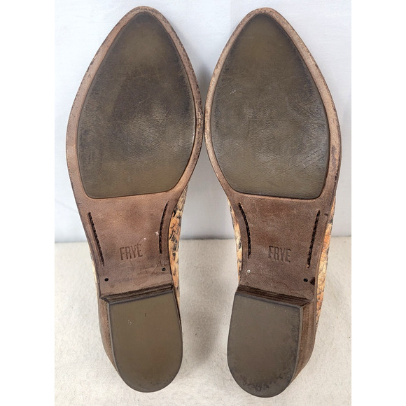 Frye Snakeskin Embossed Leather Mules 7.5M Western Slip-On Block Heel Mexico - Picture 8 of 9